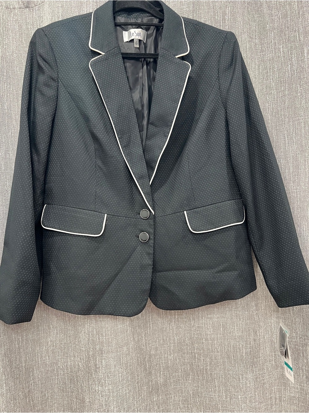 Le Suit Black Blazer with White Piping